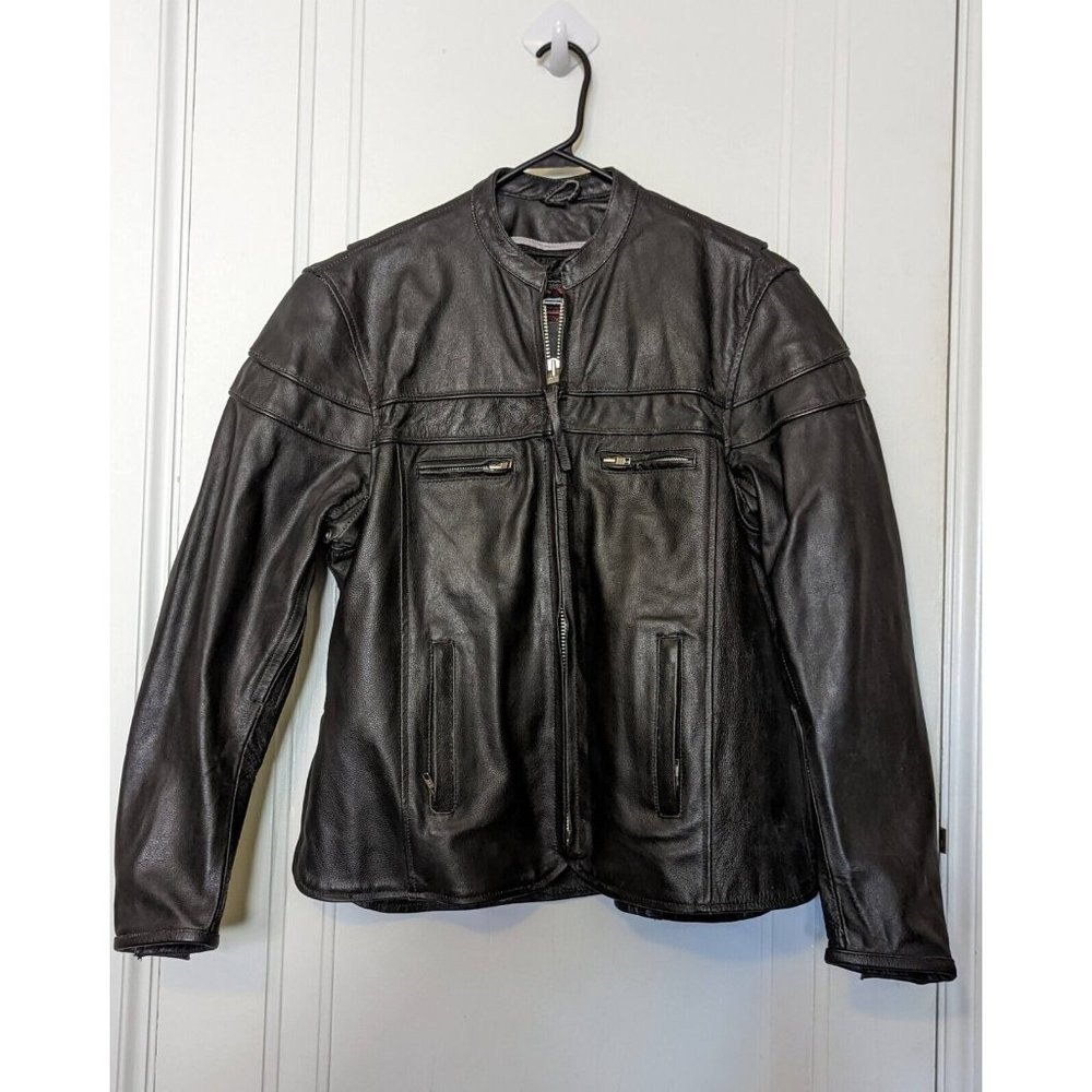 Interstate Leather Womens XXL 2XL Genuine Black Moto Leather Jacket With Lining
